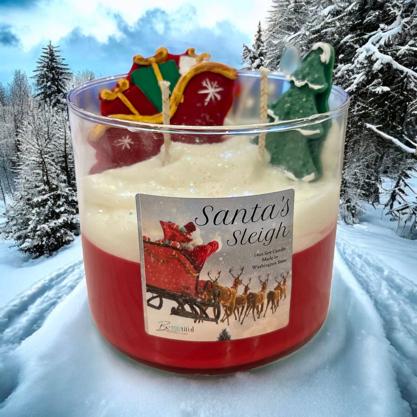 Santa's Sleigh Dessert Candle