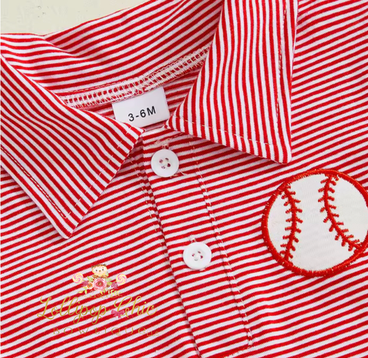 Infant Baby Boy Embordered Baseball Romper: 3-6M