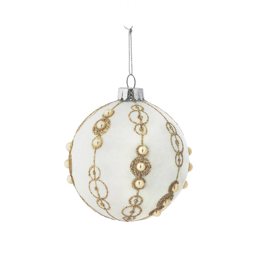 Park Hill Collection Pearl Chain Pattern Glass Ball Ornament