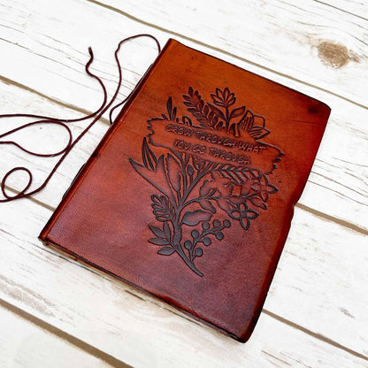 Grow Through Quote Leather Journal - 8x6