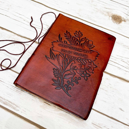 Grow Through Quote Leather Journal - 8x6