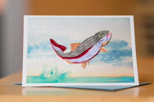 Rainbow Trout Quilled Card