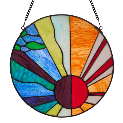 12.75" Isaiah Earth Wind Fire Stained Glass Panel