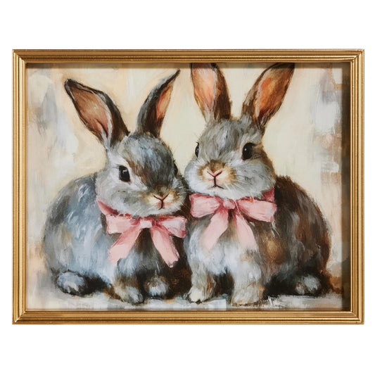 14" Easter Bunnies Framed Wall Art