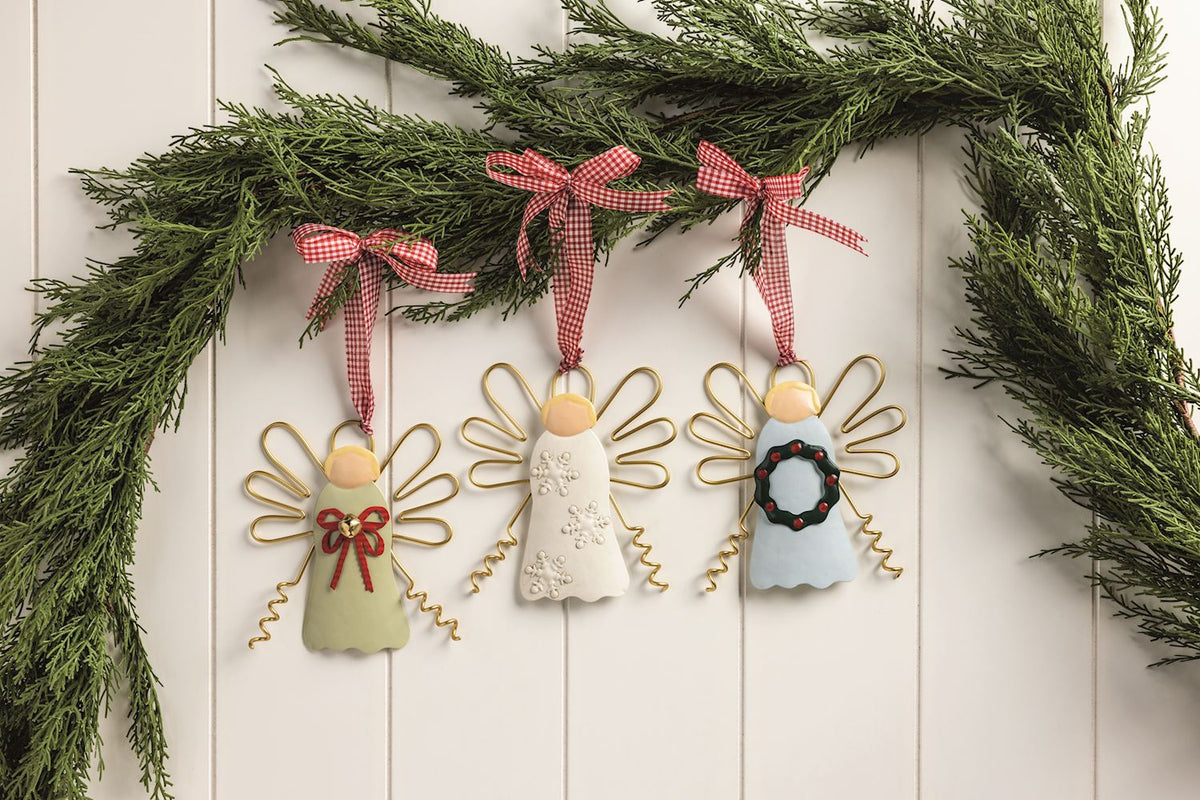 Green Tin Angel Ornament, view 2