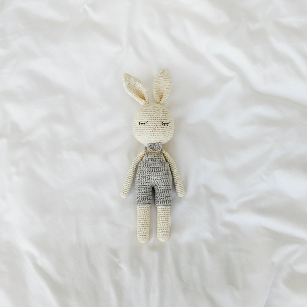 Sleepy Crochet Bunny Doll Standing Ears