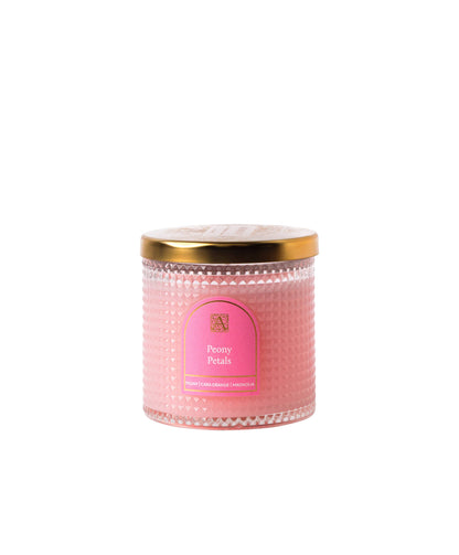 Peony Petals- Elegant Essentials- Textured Glass Candle 6 EA