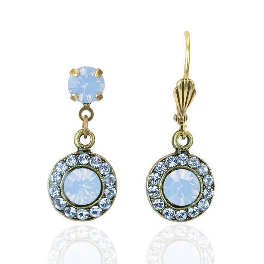 Air Blue Opal Halo Crystal Drop Earring
