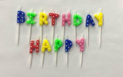 Happy Birthday Rainbow Dotted Candle Set
