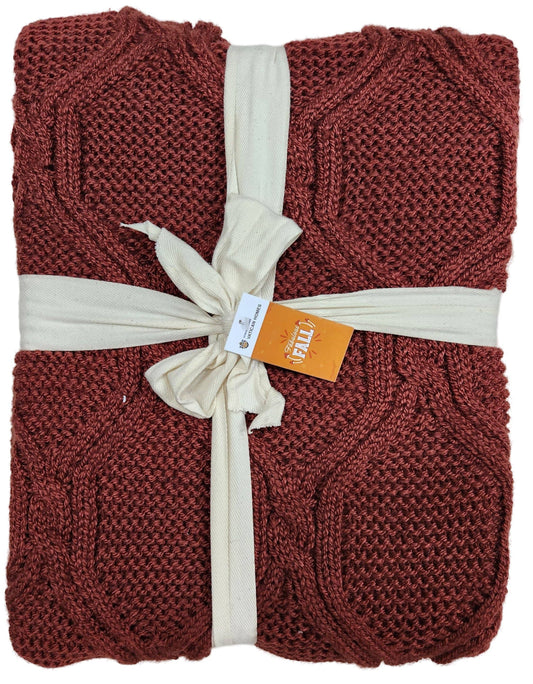 50"X 60" Rust Knitted Throw