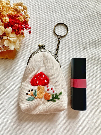 Floral Embroidered Keychain Pouch