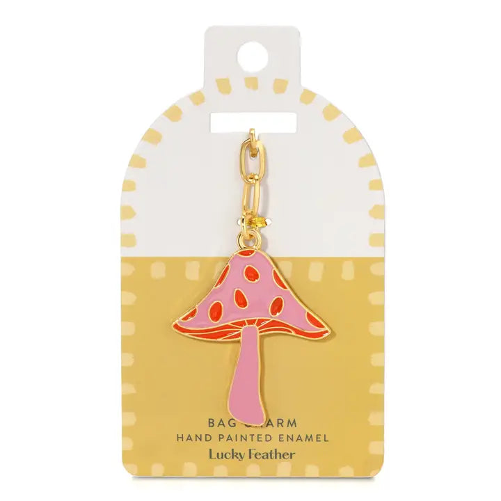 Enamel Bag Charm / Keychain - Mushroom