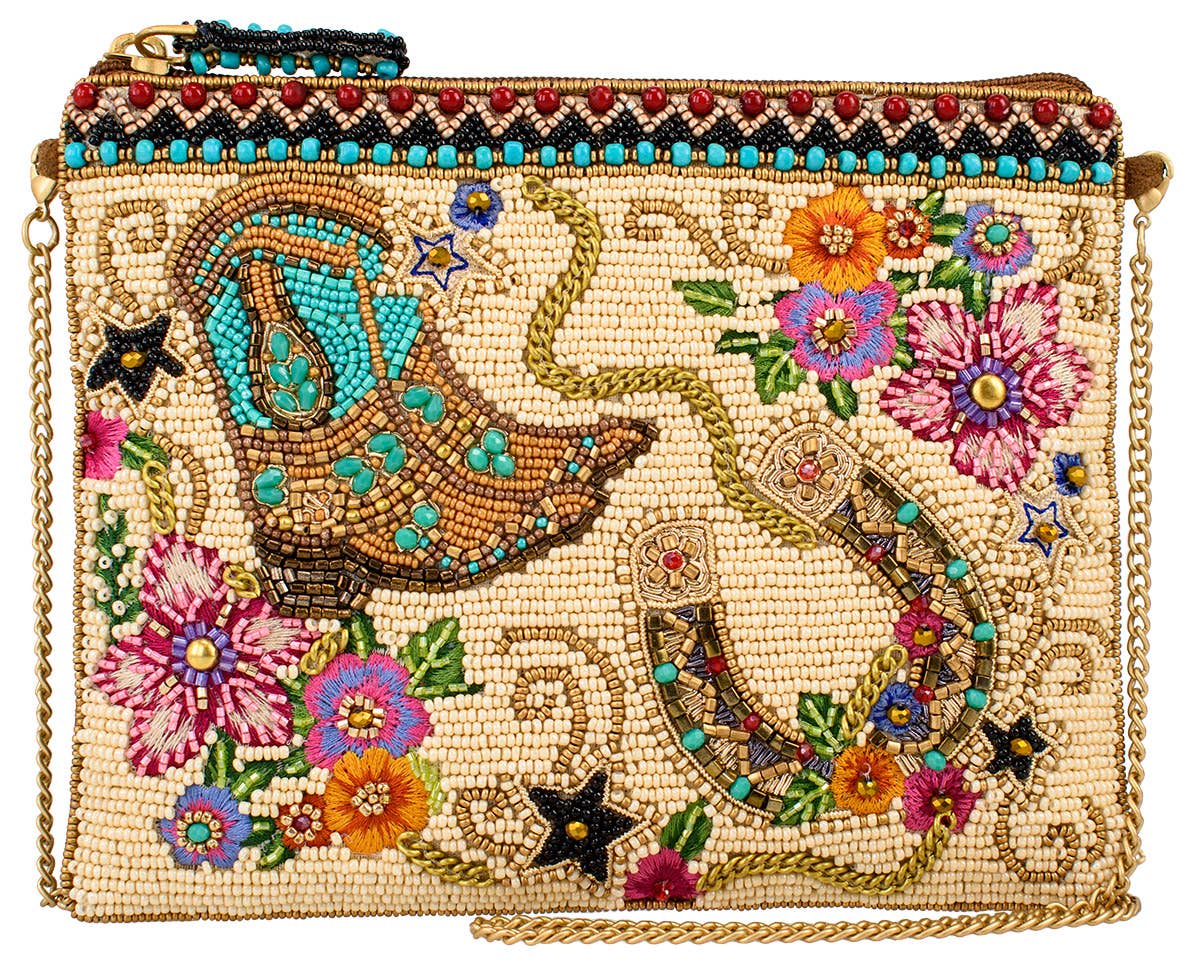 On The Range Western Boots and Horseshoe Ivory Beaded Mini