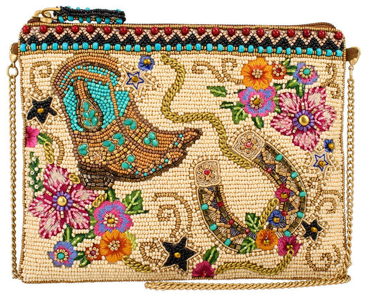 Mary Frances Accessories - On The Range Western Boots and Horseshoe Ivory Beaded Mini