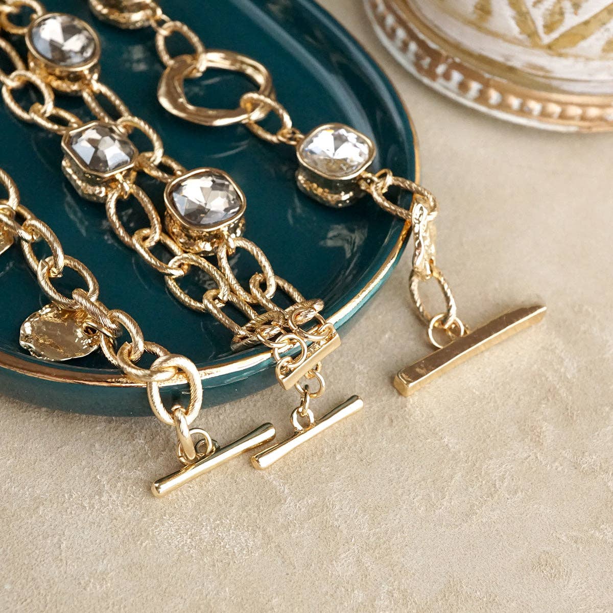 Statement Chain Bracelets with Reflective Crystals