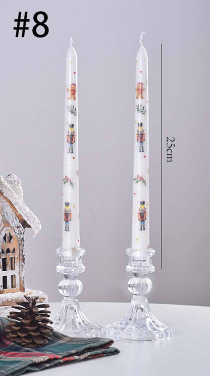 Smokeless Christmas Decorative Printed Taper Candle