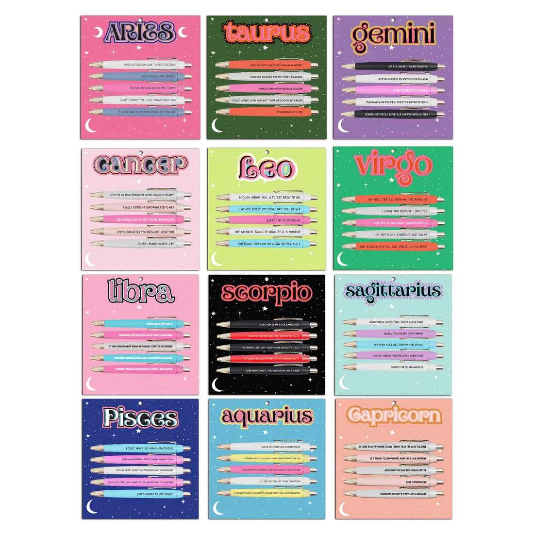 FUN CLUB - Taurus Pen Set (astrology, zodiac, funny, spring, easter)
