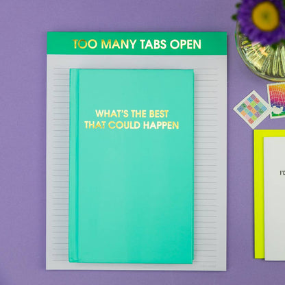 Chez Gagné - Too Many Tabs Open - Large Memo Lined Notepad - Neon Emerald - 65 perforated pages - 10x8