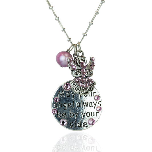 Guardian Angel By Your Side Crystal Charm Necklace