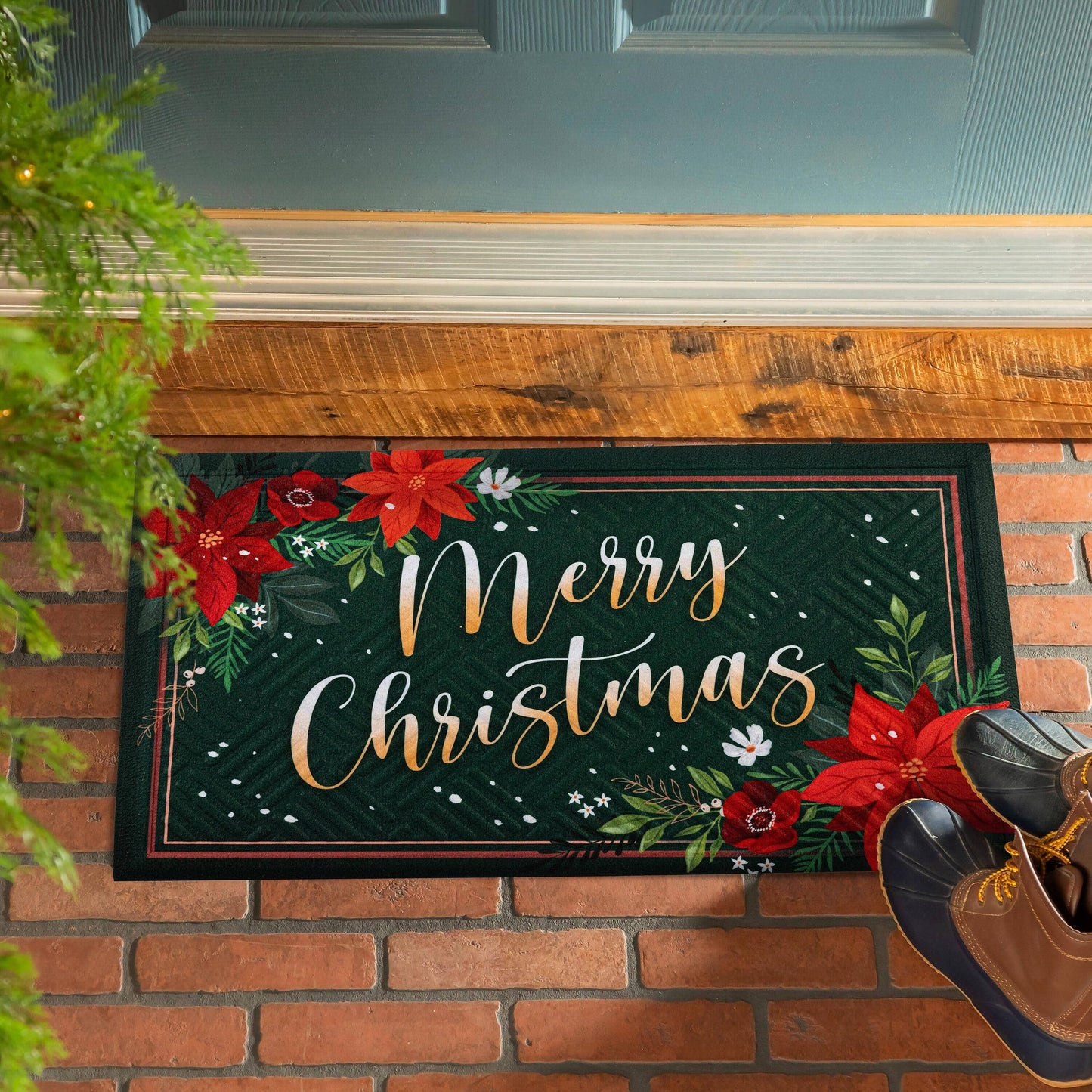 Floral Merry Christmas Embossed Mat