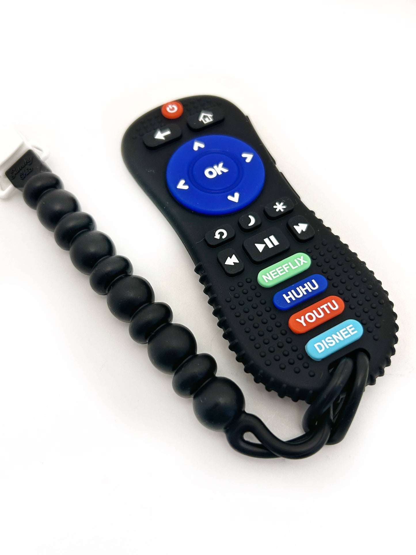 Remote Control Silicone Teether Toy Black Clip- Baby Gift