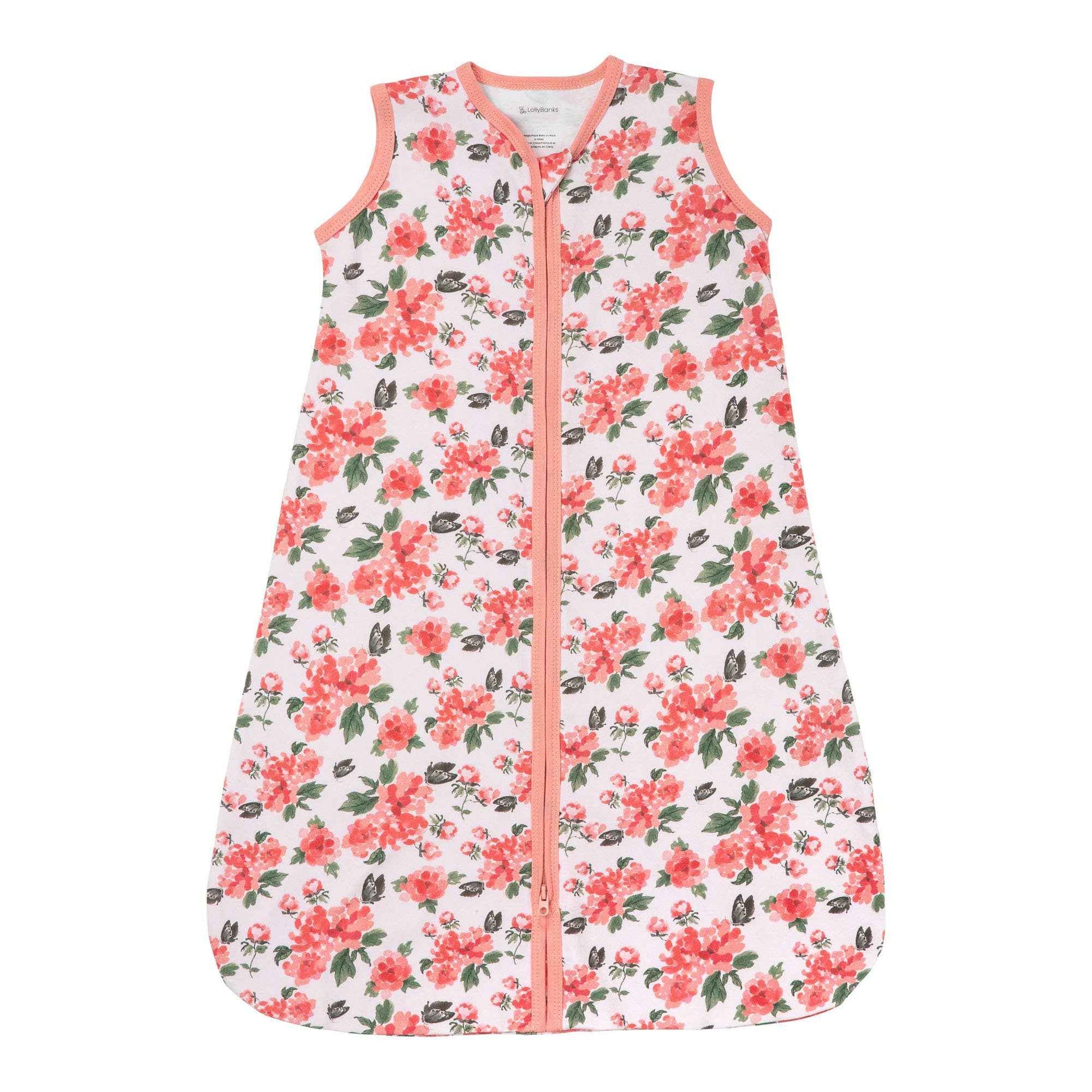 LollyBanks - Pink Peony Baby Sleep Sack 100% Organic Cotton