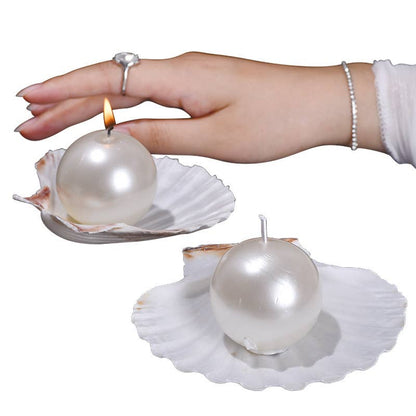 Romantic Atmosphere Smokeless Pearl & Shell Scented Candle- two piece