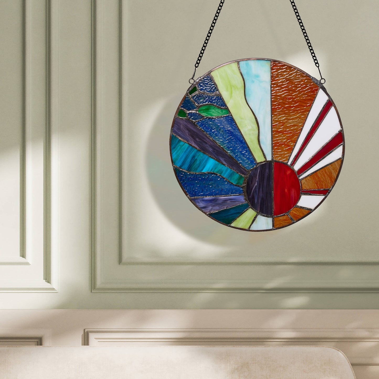 12.75" Isaiah Earth Wind Fire Stained Glass Panel