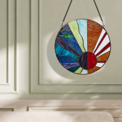 12.75" Isaiah Earth Wind Fire Stained Glass Panel