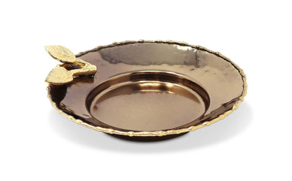 Glass Cup and Plate with Leaf Flower Design, 5"