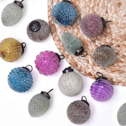 12 Pieces Multicolor Glass Christmas Ornament