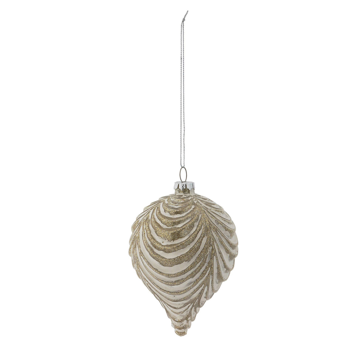 Drapery Glitter Pattern Glass Ornament