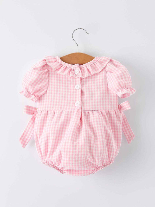 Baby Girls Summer Crocodile Embroidered Smocked Romper: 3M