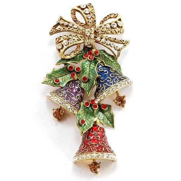Joyería Sweet Romance - Pin de campanas navideñas esmaltadas P705