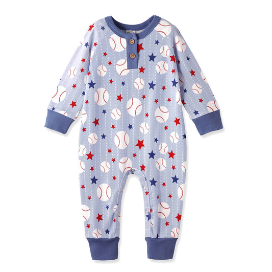 Grand Slam Bamboo Baseball Henley Romper