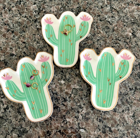 Cactus Trinket Dish Ceramic 