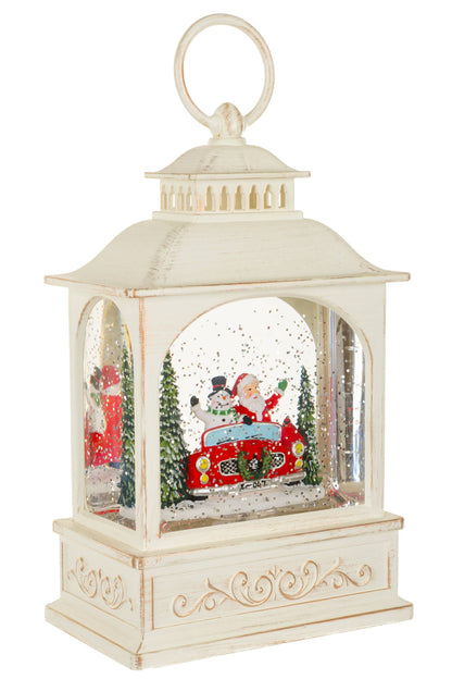 Lantern Snow Globe with Santa's Sports Car