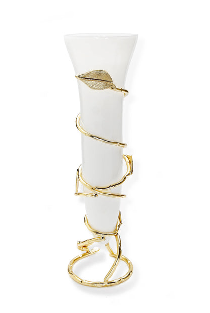 Gold Leaf Vase with White Insert