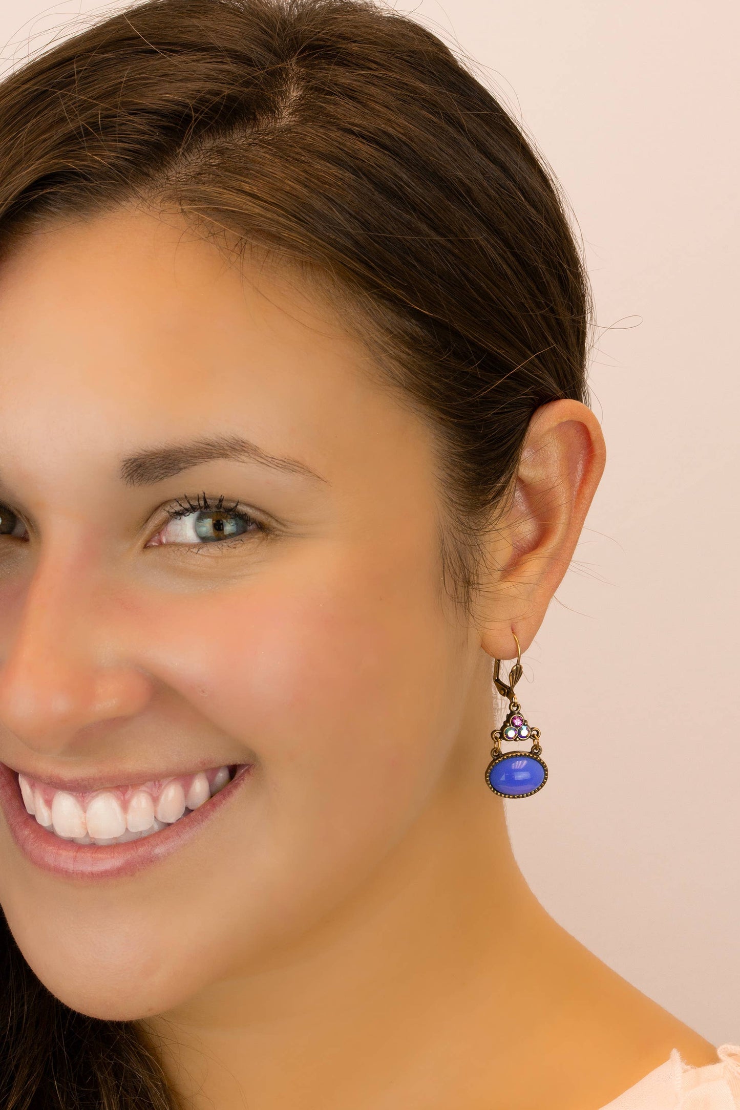 Pendientes de cristal azul Sunset opulento