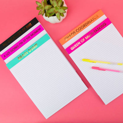 Chez Gagné - A Lot Going On At The Moment - Large Memo Lined Notepad - Bright Pink - 65 perforated pages - 10x8