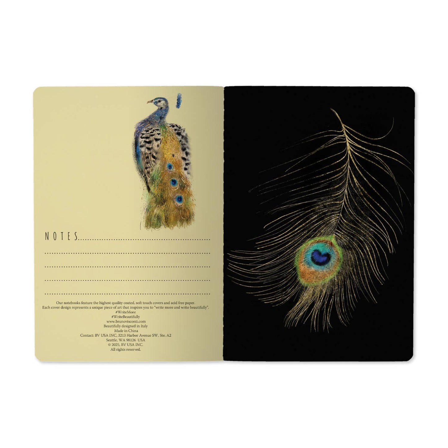 - A5 Notebook - Magic Peacocks