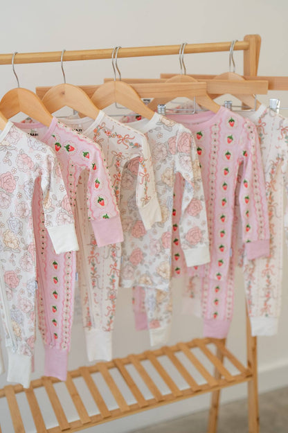 Strawberry Stripe | Two-Piece Kids Bamboo Pajama Set