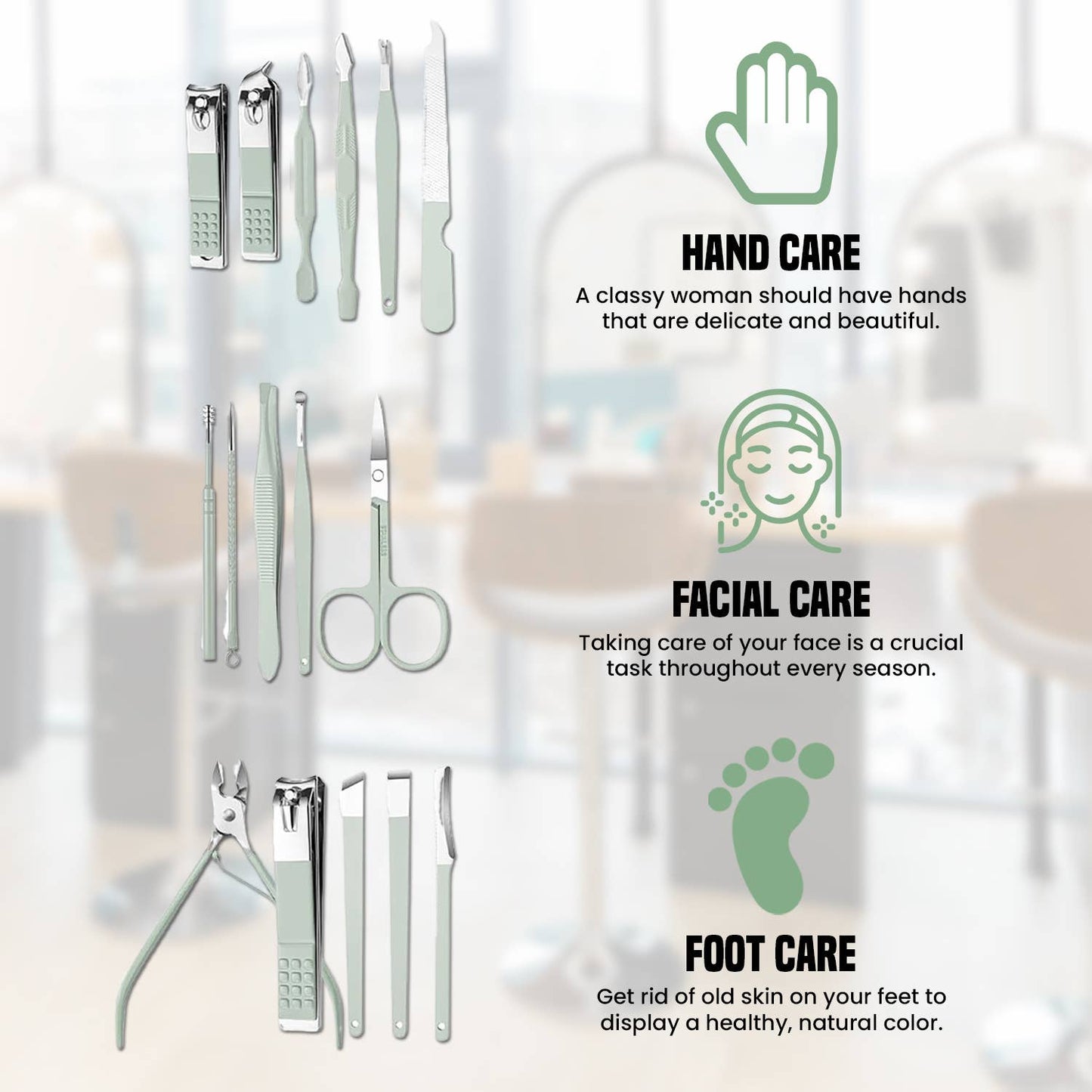 The American Gift Company (TAGCO) - Set profesional de manicura y pedicura de acero inoxidable de 16 piezas