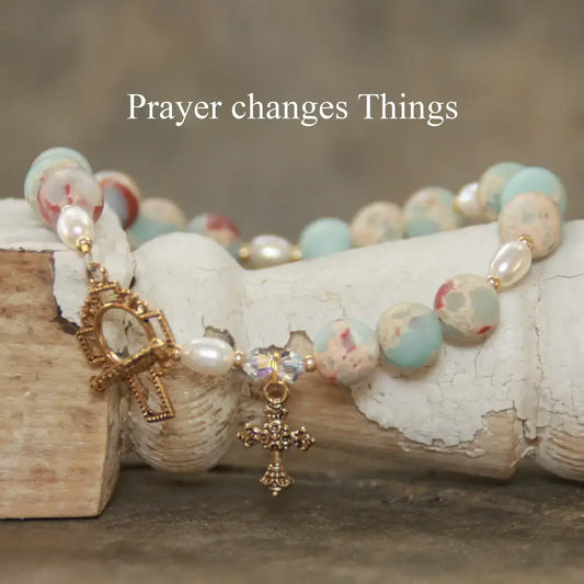 Prayer Changes Things Gemstone Scripture Bracelet