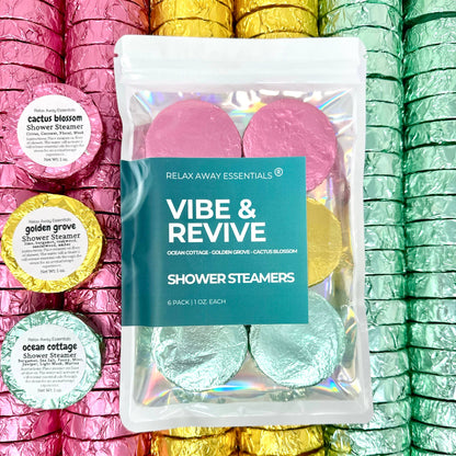 Relax Away Essentials - Vibe and Revive Shower Steamers 6 Pack - Made in USA