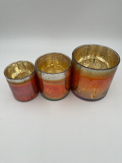 Orange Luster Ombre Votive Holders-Set of 3