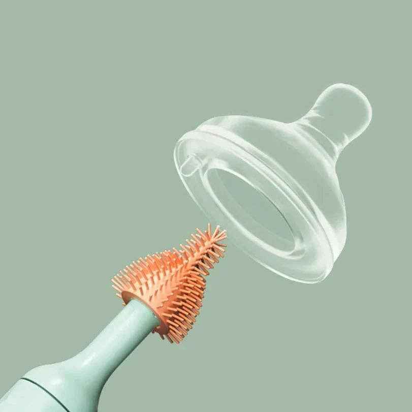 Electric Baby Bottle Brush _ 360° Rotating Cleaner Set: Green