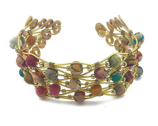 Aasha Kantha Beads in Wirework Handcrafted Bracelet