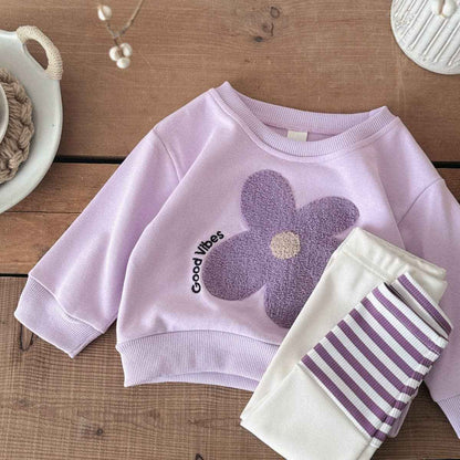 Baby Flowers Embroidery Set: Purple / 18-24M