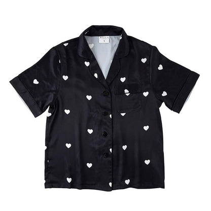 Bella Sleep + Spa - Satin Two-Piece PJ Set - Black